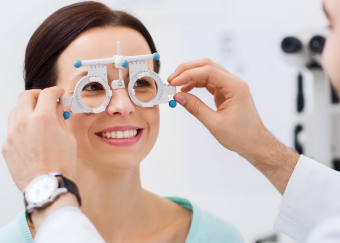 woman getting eyes tested